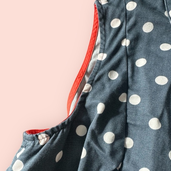 Woman’s Boden Blue Polka Dot Print Tank Top Collar Button Front Dress Size 12 - Picture 11 of 15